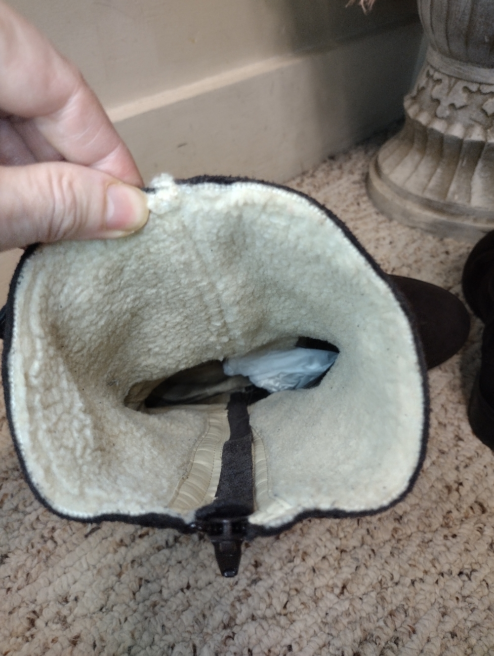 Talbot's Tinley Women's Dark Brown Suede Mid-Calf Shearling Lined Boots - Picture 6 of 10